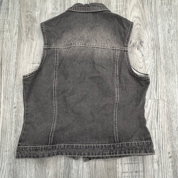 Allegra Black Denim Button Up Vest Sz M - Picture 4 of 9